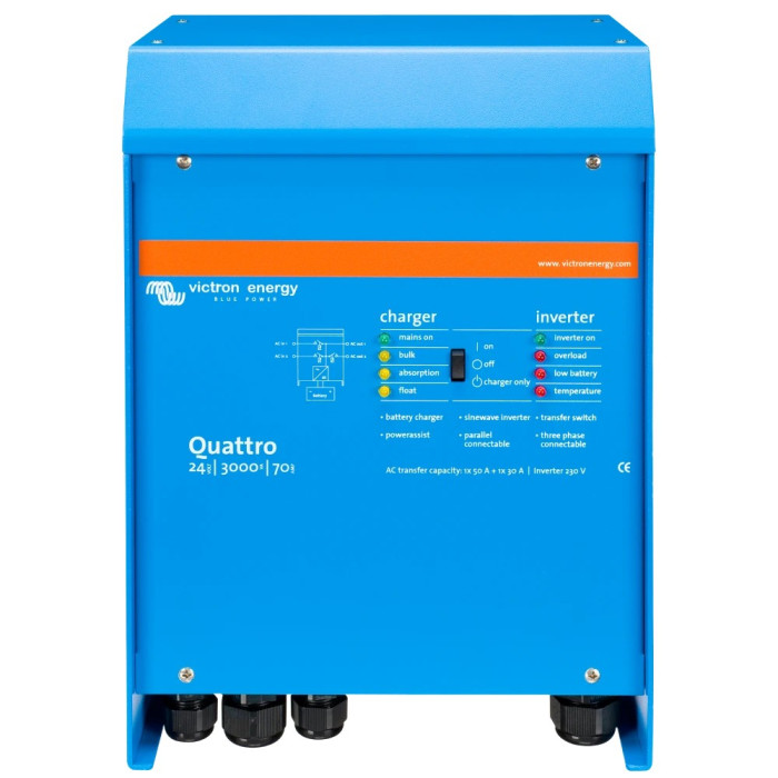 Інвертор Victron Energy VictronEnergy Quattro 24/3000/70-50/50 однофазний чиста синусоїд