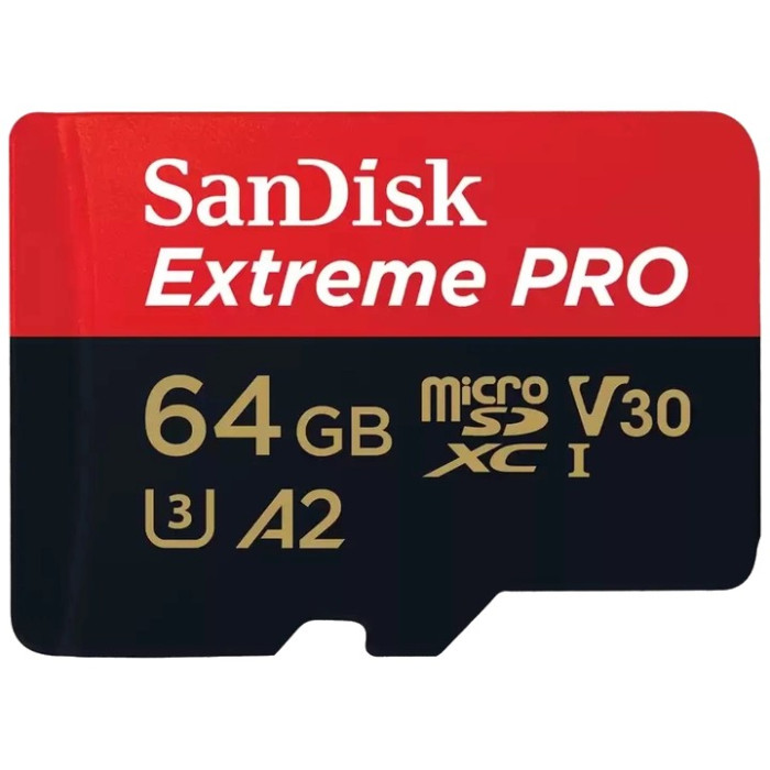 Карта пам'яті SanDisk microSD 64GB C10 UHS-I U3 Extreme Pro V30 + SD