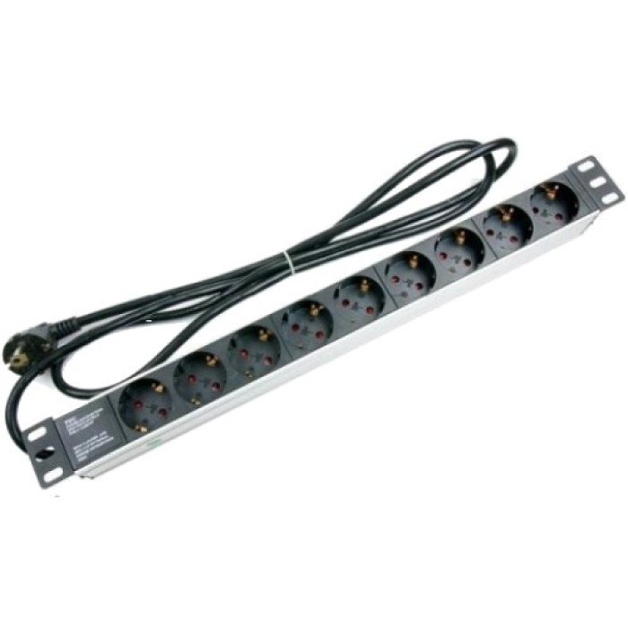 Фільтр мережевий 220В 9 розеток кабель 1.8м 19'' Hypernet SPP9-E