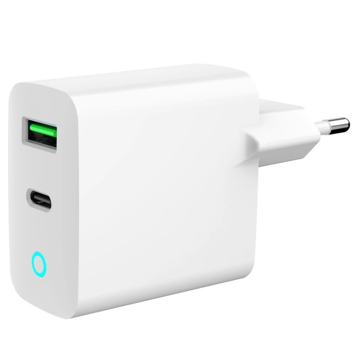 Мережевий зарядний пристрій Gembird TA-UC-PDQC20L-W-01 1 USB-A + 1 Type-C (PD20Вт + QC3.0 18