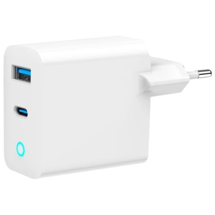Мережевий зарядний пристрій Gembird TA-UC-PDQC45L-W-01 (USB-A + Type-C)