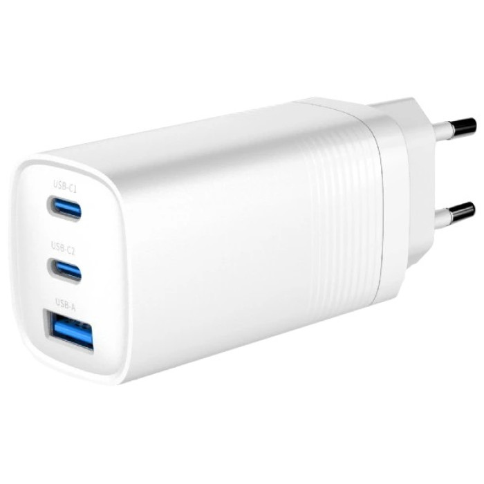 Мережевий зарядний пристрій Gembird TA-UC-PDQC65-01-W (USB Type A + USB Type C)