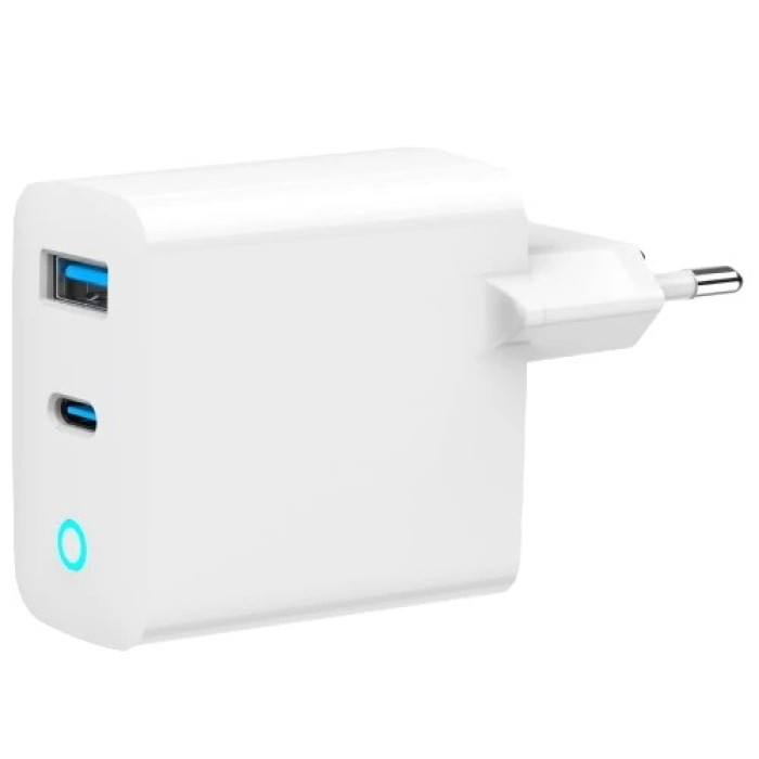 Мережевий зарядний пристрій Gembird TA-UC-PDQC65L-W-01 (USB Type A + USB Type C)