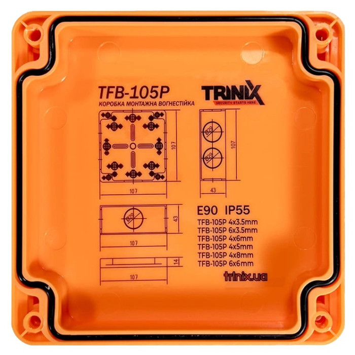 Вогнестійка розподільна коробка Trinix TFB-105P 4x3.5