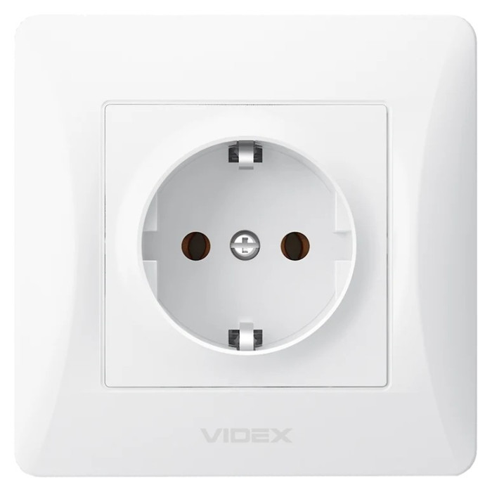 Розетка біла 1 пост з заземленням VIDEX BINERA (VF-BNSK1G-W) (20/120)