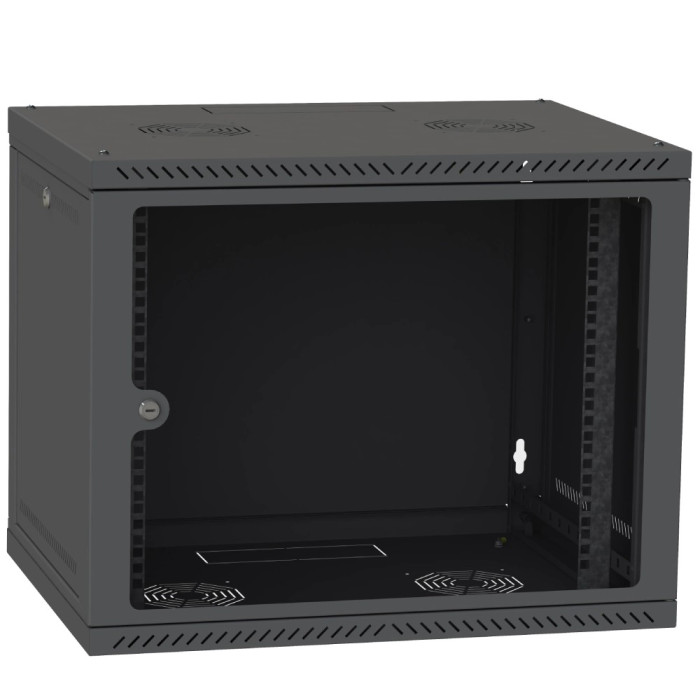 Шафа телекомунікаційна двері скло (чорна) IPCOM 12U 600x450