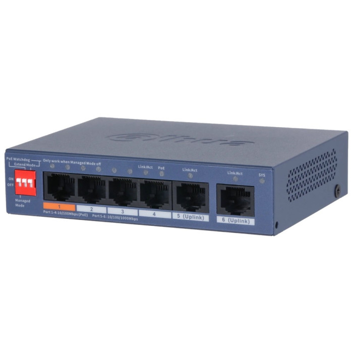 Комутатор 6 портів керований Dahua DH-CS4006-4ET2GT-60 PoE