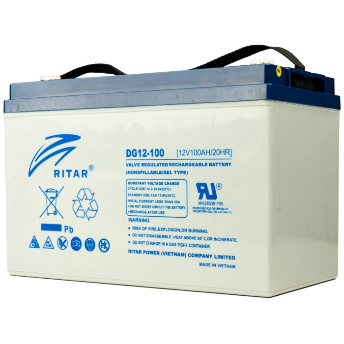 Свинцево-кислотна акумуляторна батарея Ritar DG12-100 100А•г 12В гелева
