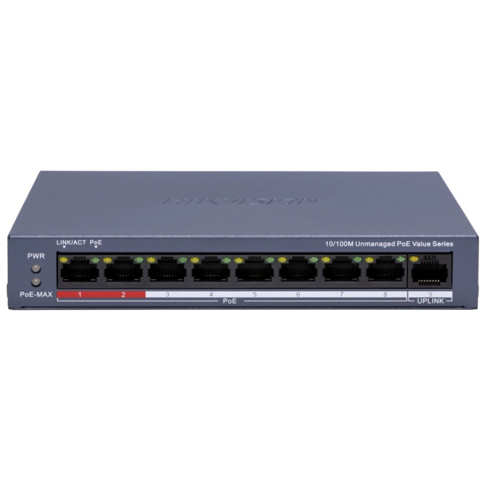 Комутатор 9 портів некерований Hikvision DS-3E0109P-E/M(C) POE
