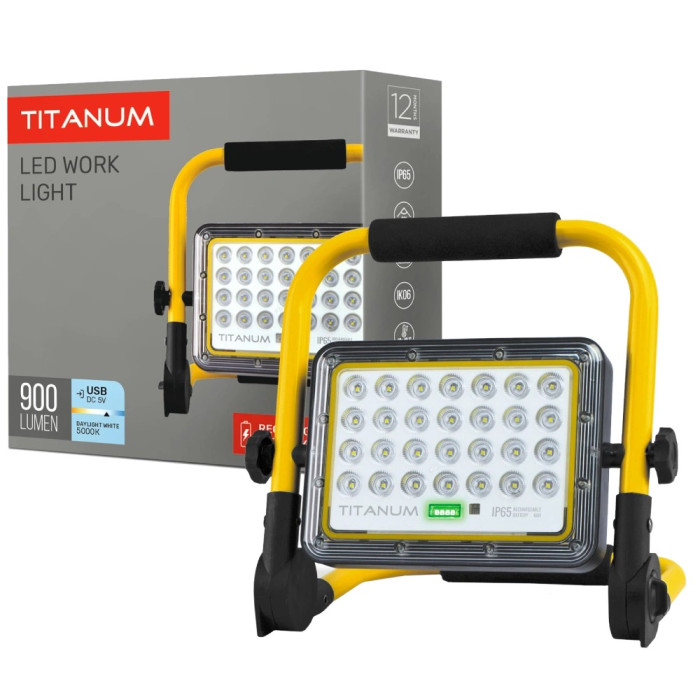 LED прожектор акумуляторний IP65 20W 900Lm 5000K TITANUM TL-FA-105