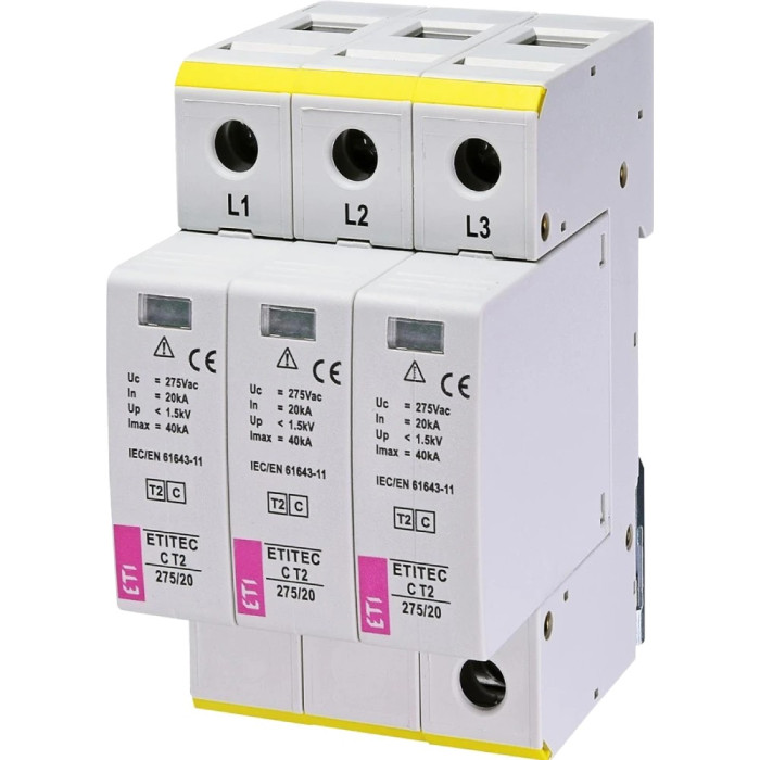 Обмежувач перенапруги ETI TEC C T2 275/20 (3+0) 3p