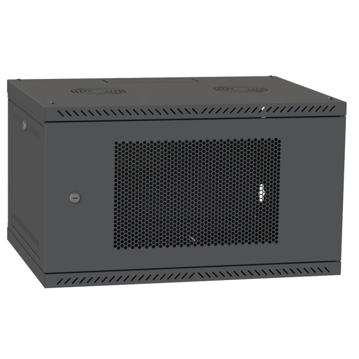 Шафа телекомунікаційна двері перф (чорна) IPCOM 4U 600x450