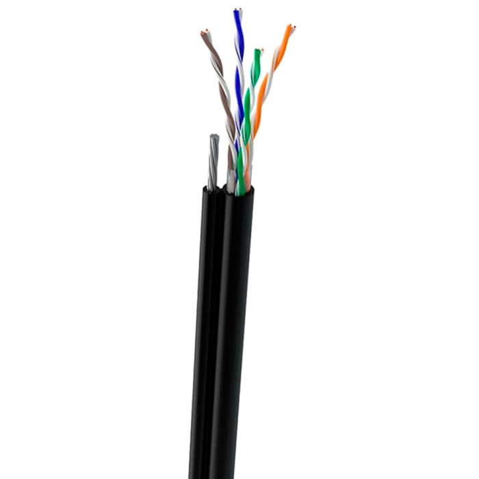 Кабель вуличний з тросом 7*0,5мм cat 5e Одескабель(ОК-net) OK-Net UTP 4*2*0,49+ КППт-ВПбухта 305 м