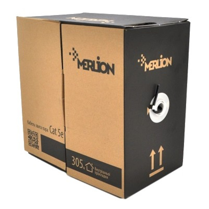 Кабель Merlion внутрішній КВП UTP (4*2*0.5) 4p 24 AWG CCA ПВХ (305м) бі