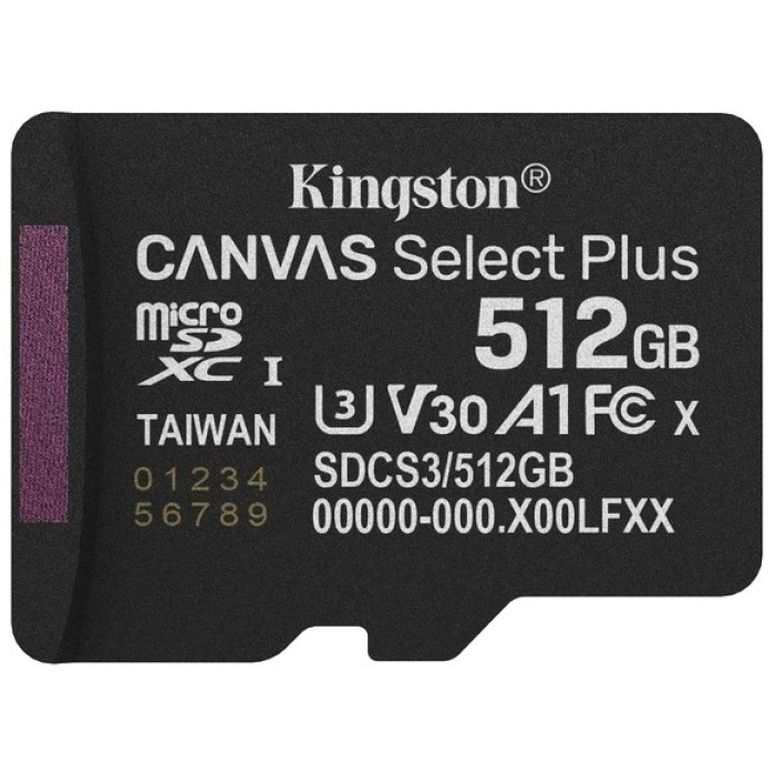 Модуль флеш-пам'яті MicroSDXC 512GB UHS-I Class 10 Kingston Canvas Select Plus R150M