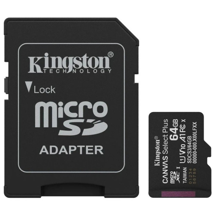 Модуль флеш-пам'яті Kingston MICRO SDXC 64GB UHS-I W/ADAPTER