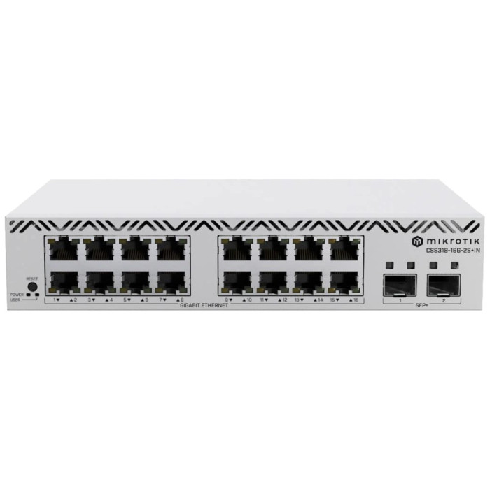 Комутатор 16 портів керований MikroTik CSS318-16G-2S+IN