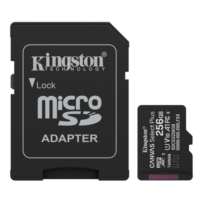 Карта пам'яті SanDisk Kingston microSD 256GB C10 UHS-I A1 V10 R150MB/s + SD