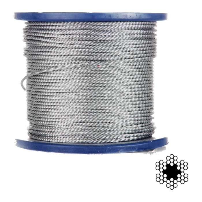 Трос оцинкований APRO 6 мм DIN 3060 (6х19 + FC) 100м