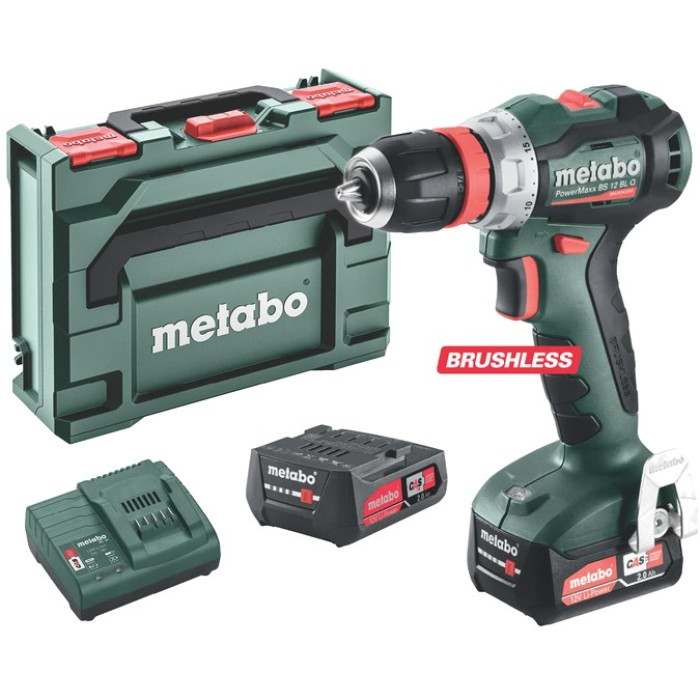 Акумуляторний безщітковий дриль-шуруповерт Metabo PowerMaxx BS 12 BL Q 12V 2x2Ah Li-Power (601045500)