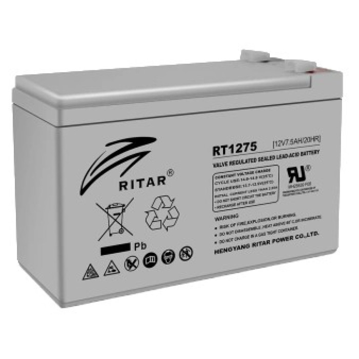 Свинцево-кислотна акумуляторна батарея RITAR RT1275 7.5А•г 12В