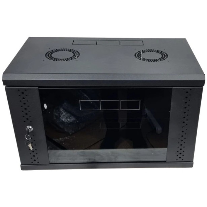 Шафа EServer 6U 600х500х370 скло, чорна
