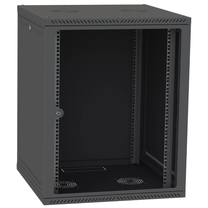 Шафа телекомунікаційна двері скло (чорна) IPCOM СН-18U 600х600