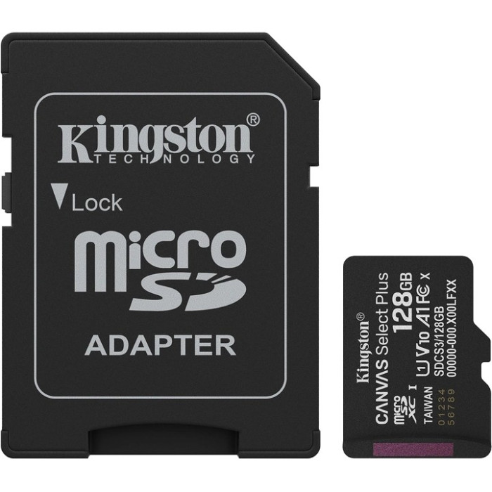 Карта пам'яті SanDisk Kingston microSD 128GB C10 UHS-I A1 V10 R150MB/s + SD