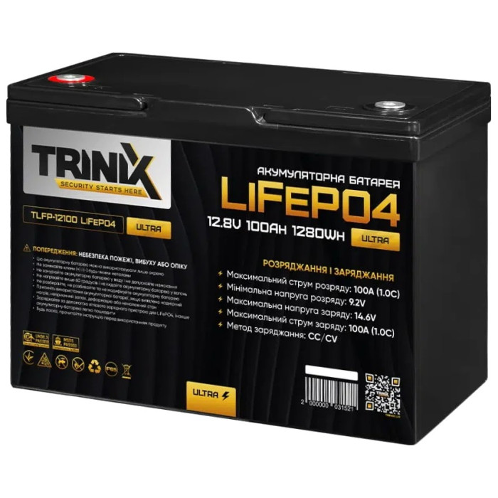 Літієва акумуляторна батарея TRINIX TLFP-12100 Ultra 100А•г 12В