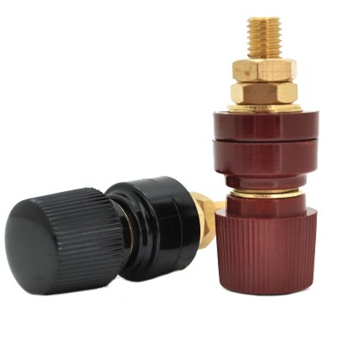 Залізна гвинтова клема 8mm чорна+червона