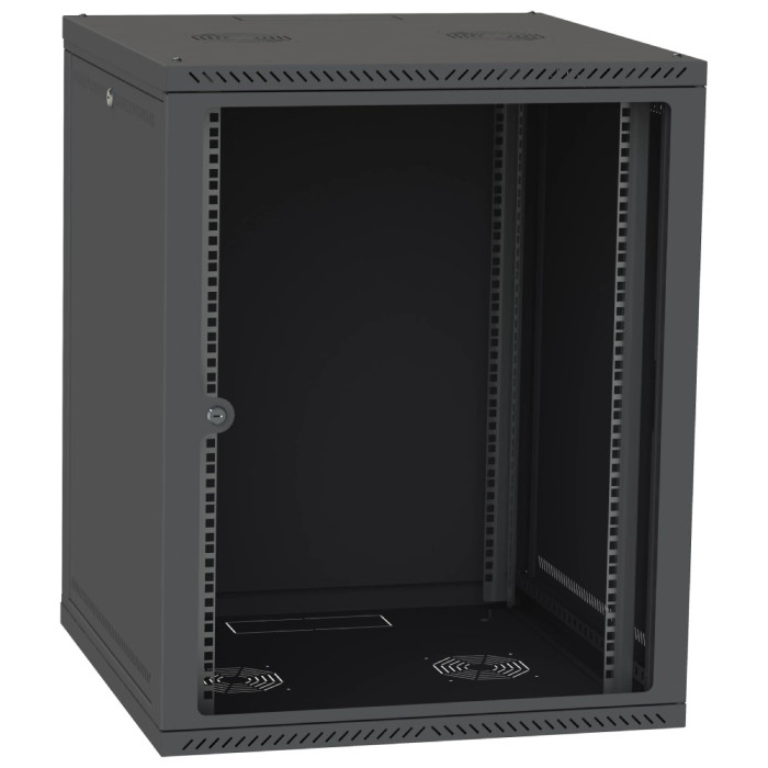 Шафа телекомунікаційна двері скло (чорна) IPCOM 15U 600x600